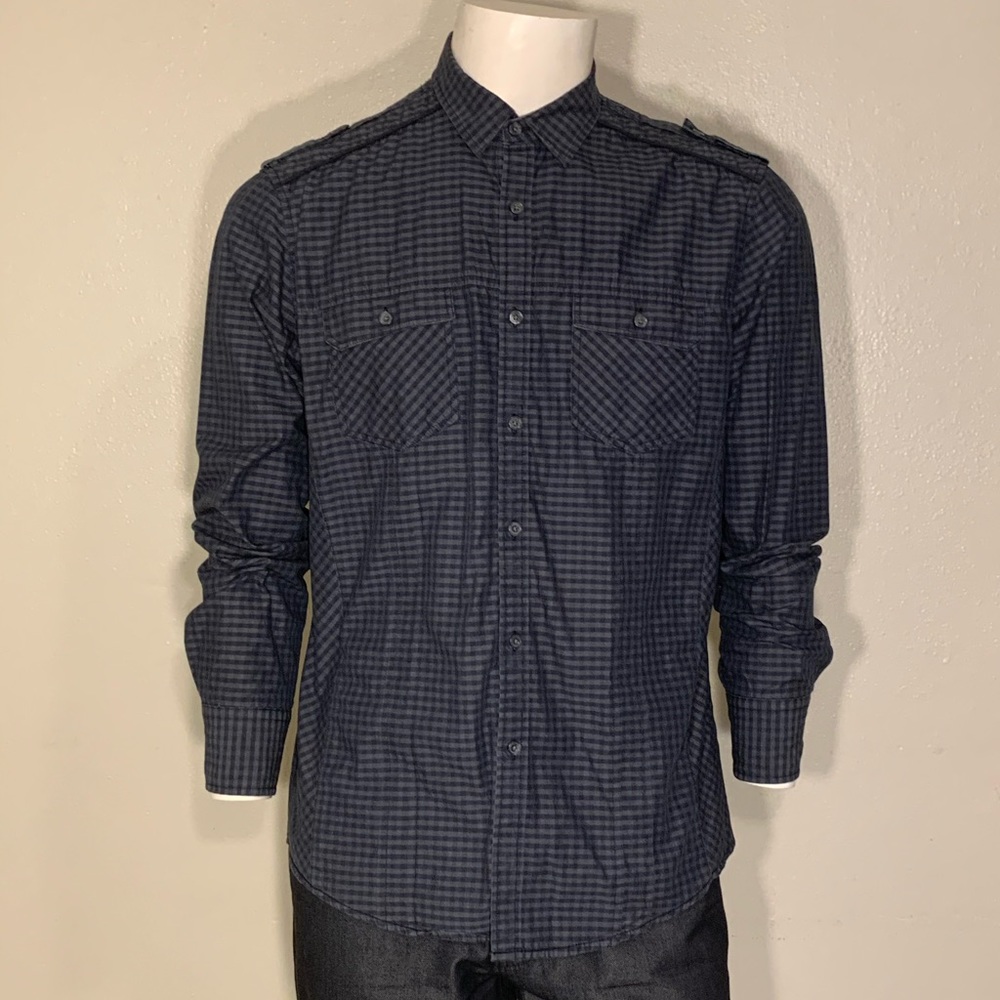 INC Men’s Checkered Long Sleeve Button Down Large